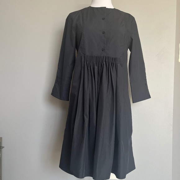 Cos Navy 3/4 sleeve Voluminous Gathered Cotton Casual A-line Dress w/ Pockets - Picture 2 of 12